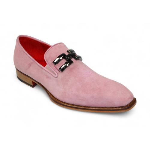 Emilio Franco "Francesco" Pink Genuine Italian Suede Leather With Bracelet Loafers.